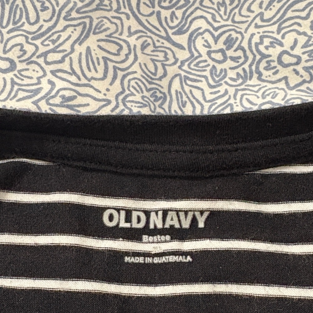Old Navy Black and White Striped Tee
